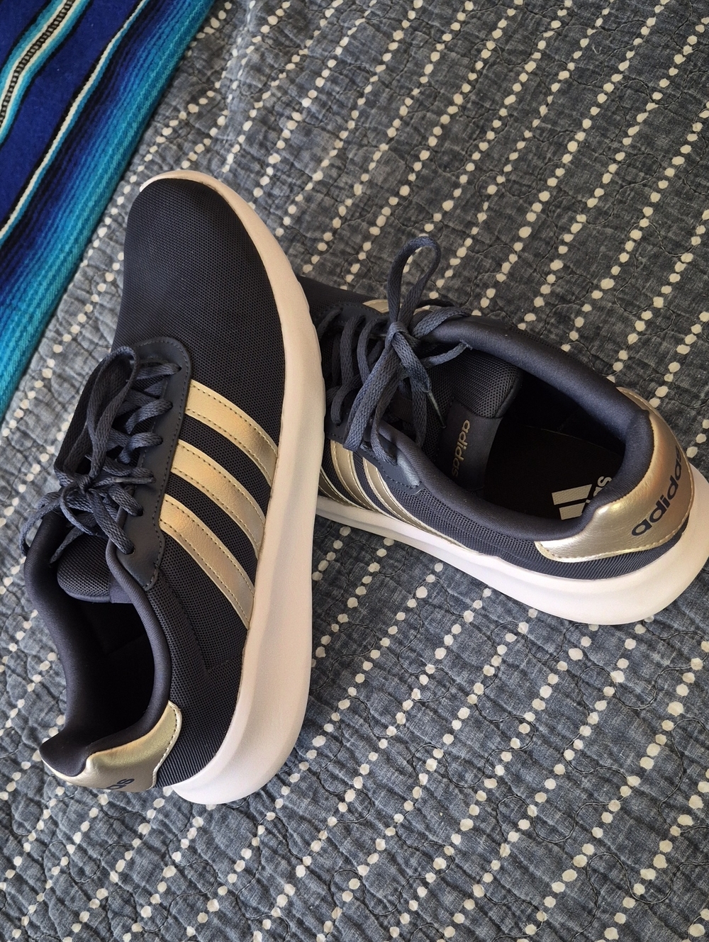 adidas Women’s Navy and Silver Sneakers Size 10